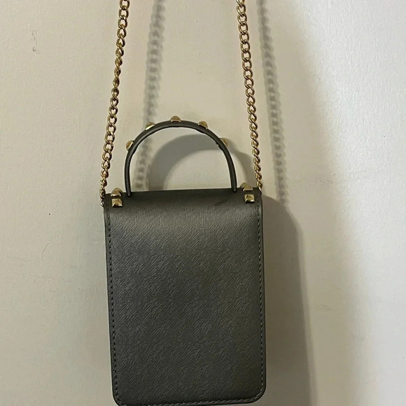 Grey crossbody with gold studs gives a sassy stylish look for a night out - Picture 5 of 11